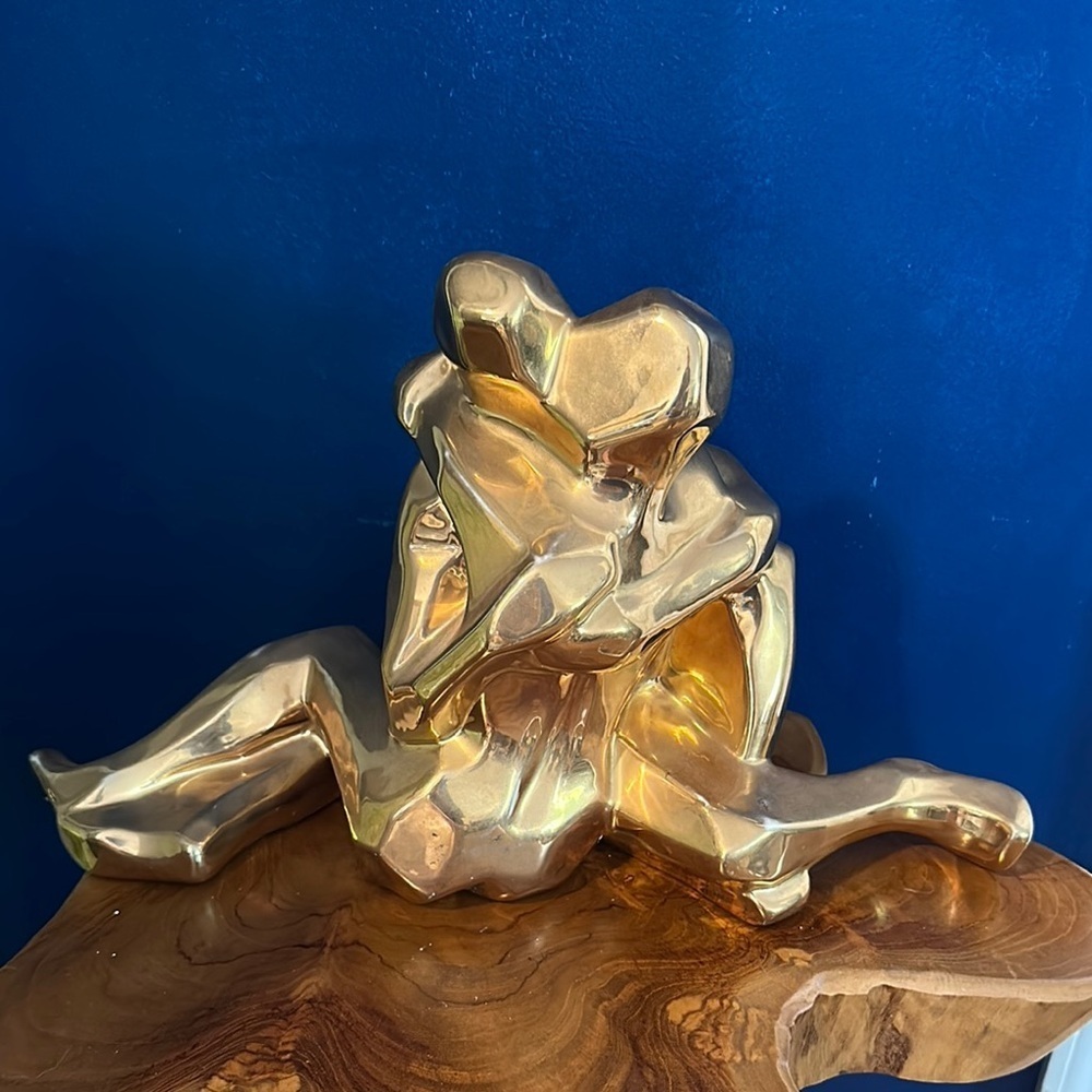 Antique 1976 Jaru 24k Gold Plated Porcelain Sculpture 16 Inches 9.5 Inches